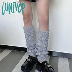 Lunivop Women Thickened Knitted Leg Covers Vintage Winter Warm Calf Socks Cashmere Y2K Harajuku