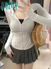 Lunivop Women Thin Summer Casual Jackets Fashion Japanese Solid Slim Y2K Aesthetic Hooded Coat