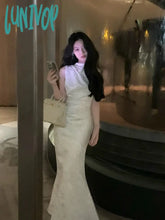 Lunivop Women Vintage Casual Fishtail Long Dress Summer Elegant Print Birthday Slim Evening Club