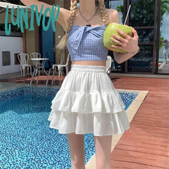 Lunivop Women White Pleated Skirt Summer Mini Korean Fashion Preppy Style For Girls Dance Skirts