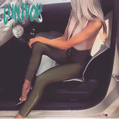 Lunivop Women Winter Fashion Sexy Back Zipper Black White Bandage Pants Designer Bodycon Elastic