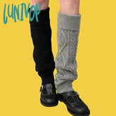 Lunivop Women Winter Warm Wool Knitted Leg Warmers Metal Label Korean Calf Socks Vintage Y2K