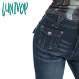 Lunivop Women Y2K Low Waisted Pants Graphic Stars Patterned Wide Leg Denim Jeans Straight Casual