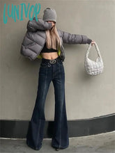 Lunivop Women’s American Blue Flare Jeans High Waist Wide Leg Pants Y2K Style Fashion Streetwear