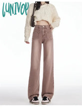 Lunivop Women’s American Retro High Waisted Design Pocket Thin Jeans Street Style Casual Pants