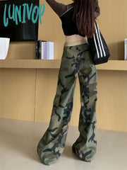 Lunivop Women’s American Retro Hip Hop Camouflage Pants Street Unisex Style Female Loose Wide Leg