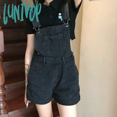 Lunivop Women’s Black Denim Jumpsuit Shorts Summer Playsuit Rompers Vintage Overalls Cargo Pants