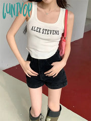 Lunivop Women’s Black Slim Denim Shorts Street Summer Versatile Basic Foundation Bottom New