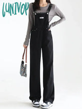 Lunivop Women’s Black Straight Denim Suspenders Overalls Spring Summer Simple Street Style High