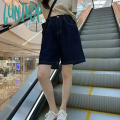 Lunivop Women’s Blue Wide Leg Denim Shorts Unisex Style Hip Hop Street Summer New Female High