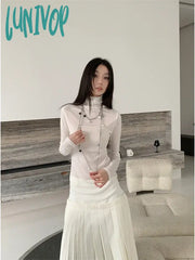 Lunivop Women’s Bow T-Shirt Harajuku Korean Y2K Tee Top Aesthetic Streetwear Turtleneck Long