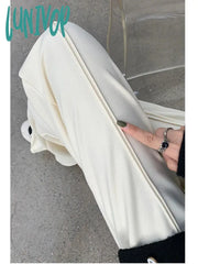 Lunivop Women’s Bright Line Decoration Design Flare Pants Spring Autumn New Chic Female Elastic