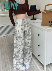 Lunivop Women’s Camouflage Printed High Waist Casual Pants Street Neutral Style Hip-Hop Cool