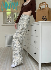 Lunivop Women’s Camouflage Printed High Waist Casual Pants Street Neutral Style Hip-Hop Cool