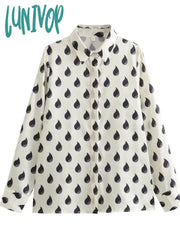 Lunivop Women’s Casual Printed Blouses 2024 Spring New Chic Long Sleeve Lapel Collar Button Up