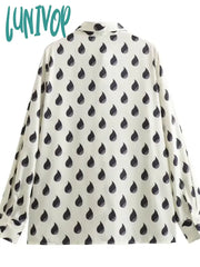 Lunivop Women’s Casual Printed Blouses 2024 Spring New Chic Long Sleeve Lapel Collar Button Up
