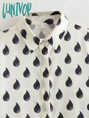 Lunivop Women’s Casual Printed Blouses 2024 Spring New Chic Long Sleeve Lapel Collar Button Up