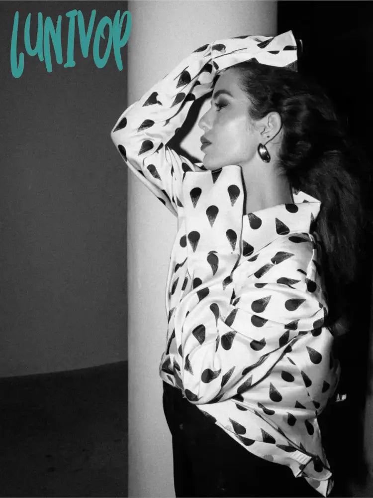 Lunivop Women’s Casual Printed Blouses 2024 Spring New Chic Long Sleeve Lapel Collar Button Up