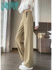 Lunivop Women’s Chinese Style Retro Buckle Design Casual Pants Fashion Commuter Office Girl