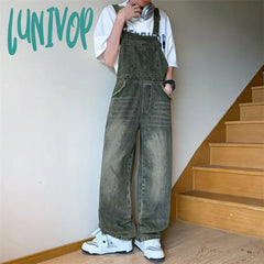 Lunivop Women’s Denim Rompers Vintage Blue Strap Pants Spring Autumn New Chic Fashion Casual