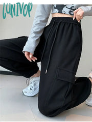 Lunivop Women’s Drawstring Elastic Waist Cargo Sweatpants Spring Autumn Sports Style Pants Female