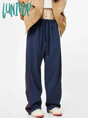 Lunivop Women’s Elastic Waist Drawstring Blue Pants Spring Autumn Sports Neutral Sweatpants