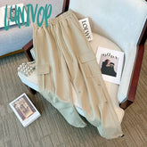 Lunivop Women’s Elastic Waist Drawstring Casual Pants Street Sports Style Female Loose Straight