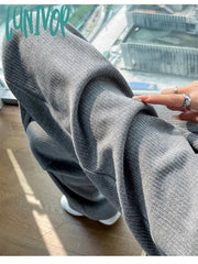Lunivop Women’s Elastic Waist Drawstring Woolen Fleece Warm Pants Autumn Winter New Chic Female