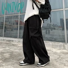 Lunivop Women’s Elastic Waist Loose Casual Thin Cargo Pants Hip Hop Street Unisex Style Female