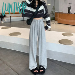 Lunivop Women’s Grey Drawstring Simple Sweatpants Spring Autumn New Sports Style Female High