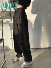 Lunivop Women’s High Waist Black Suit Fabric Casual Pants Commuter Style Office Girl Female