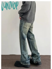 Lunivop Women’s High Waisted Neutral Style Regular Micro Flared Pants Casual Blue Jeans Vintage