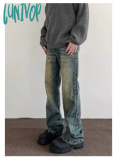 Lunivop Women’s High Waisted Neutral Style Regular Micro Flared Pants Casual Blue Jeans Vintage