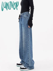 Lunivop Women’s High Waisted Straight Blue Jeans Vintage American Street Style Cowboy Pants