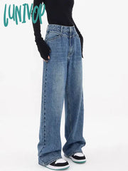 Lunivop Women’s High Waisted Straight Blue Jeans Vintage American Street Style Cowboy Pants
