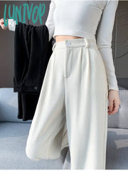Lunivop Women’s High Waisted Straight Corduroy Suit Pants Autumn Winter New Chic Commuting Style