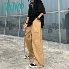 Lunivop Women’s Hip Hop Elastic Waist Thin Loose Casual Pants Street Unisex Style Female High