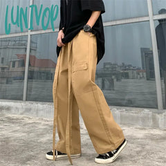 Lunivop Women’s Hip Hop Elastic Waist Thin Loose Casual Pants Street Unisex Style Female High