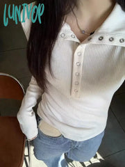 Lunivop Women’s Knitted Sweater Y2K Long Sleeve Pullovers Korean Streetwear Vintage Knit Sweaters