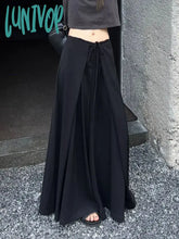 Lunivop Women’s Large Black Lace Up High Waist Wide Leg Pants Summer Autumn New Chic Fashion