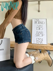 Lunivop Women’s Low Rise Blue Denim Shorts Summer American Street Style Sexy Hot Pants Young Girl