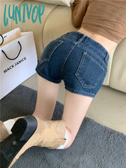 Lunivop Women’s Low Rise Blue Denim Shorts Summer American Street Style Sexy Hot Pants Young Girl