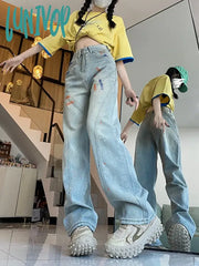 Lunivop Women’s Paint Splash Design High Waist Jeans Spring Autumn New Chic Fashion Casual