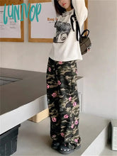 Lunivop Women’s Paw Print Pattern Camouflage Pants Street Casual Neutral Outdoor Sports Bottoms