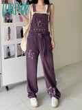Lunivop Women’s Purple Star Patch Denim Strap Pants Spring Summer Vintage Street Style Rompers