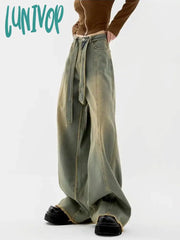 Lunivop Women’s Retro American Wide Leg Jeans High Waist Vintage Street Waisted Pants Female