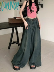 Lunivop Women’s Retro Blue Loose Wide Leg Jeans Summer New Street Style Trousers Female High