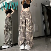 Lunivop Women’s Retro Camouflage Colored High Waisted Pants New Summer Street Style Unisex Female