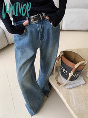 Lunivop Women’s Retro High Waisted Loose Micro Flared Pants Casual Jeans Vintage American Street