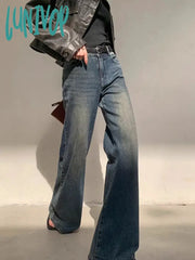 Lunivop Women’s Retro Style High Waisted Micro Flared Pants Casual Blue Jeans Vintage American